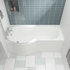 Image of Nuie P-Shaped Shower Bath 1700mm x 700mm/850mm - Left Handed (inc Leg Set)