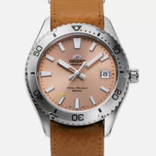 Image of Orient Mako Automatic Apricot Dial Leather Strap Men's Watch RA-AC0Q05P30B