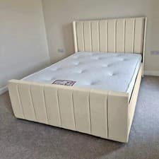 Image of NEW OTTOMAN PANEL PLUSH VELVET UPHOLSTERED BEDFRAME MANUFACTURED IN THE UK SALE