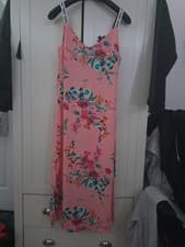 Image of Pink Floral Summer Sleeveless Dress From Tommy Jeans Size XS