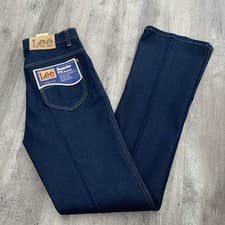 Image of NEW VINTAGE LEE RIDERS REGULAR FIT BOOT CUT DENIM JEANS LEATHER PATCH USA 30x36