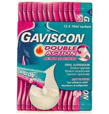 Image of Gaviscon Double Action Liquid Sachets Mint - Heartburn & Indigestion - 10ml x 12