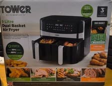 Image of Tower Vortx 9L Dual Basket Air Fryer – Black | New – Minor Fan Noise in 1 drawer