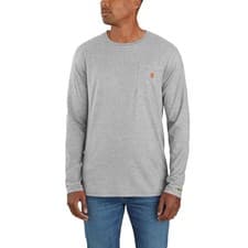 Image of Carhartt Midweight Long Sleeves Pocket Casual T-Shirt Heather Grey