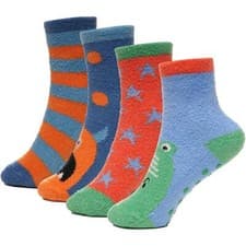 Image of A2Z 4 Kids Boys Socks 4 Pack Brushed Chenille Novelty Xmas Winter Warm Socks