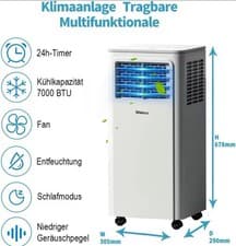 Image of SHINCO 7000 BTU Mobile Air Conditioner (2.05 kW), Cooling & Ventilating &