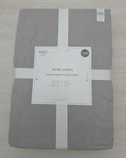 Image of M&S Silver Grey Extra Deep Fitted Sheet Pure Linen Single