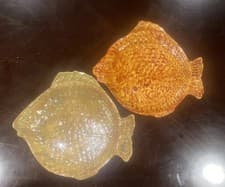 Image of VINTAGE CERAMIC SET OF 2 DISH TRINKET DISH FISH PLATE MID CENTURY RETRO TIKI BAR