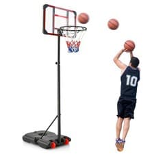 Image of Basketball Backborad Hoop Net Set 193-248cm Adjust Basketball Goal System