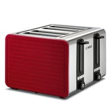 Image of Bosch Silicone 4-Slice Stainless Steel Toaster 1800W Red TAT7S44GB