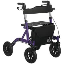 Image of HOMCOM Rollator Walker with Seat, Backrest, Bag, All-terrain Wheels