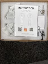 Image of smart lock door handel with finger print key card keys and a app