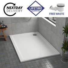 Image of Rectangle Slimline Stone Resin Shower Tray For Shower Enclosure & FREE Waste