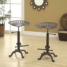 Image of 2x Adjustable Tractor Seat Bar Stool Rustic Cast Iron Industrial Chair Vintage