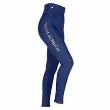 Image of Shires Aubrion Team Winter Riding Tights Navy Supportive Pocket Fleecy Equestria