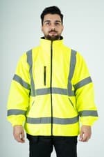 Image of Mens Hi Vis Fleece Jacket Full Zip High Visibility Reflective Workwear Coat