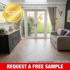 Image of 📦 46SQM Pallet Deal* 12mm Desert Oak Herringbone Laminate Flooring