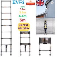 Image of Telescopic Ladder Extendable Stainless Steel Heavy Duty 150kg Load 5M 4.4M 2.6m