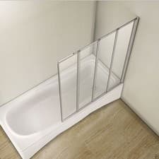 Image of Aica 900 Square 4 Fold Folding Bath Shower Screen Reversible Glass