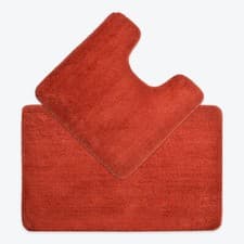 Image of Two Piece Bath Mat and Pedestal Mat Set Non-Slip Luxurious Soft Microfibre Pile