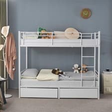 Image of Heavy Duty Metal Bunk Bed W/ 2 Storage Drawer & Guard Rail for Kids Teens Adults
