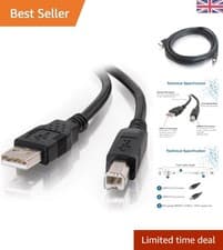 Image of 2M Braided USB 2.0 Cable A to B - High-Speed Data Transfer and Compatibility