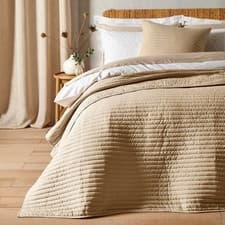 Image of Bianca Luxurious Linear Lines Quilted Bedspread Bedding Bedroom Coverlet UK