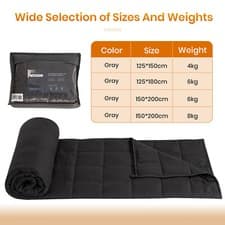 Image of 8KG Weighted Blanket 150x200cm Grey Washable Deep Sleep Anxiety Relaxation