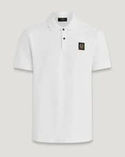 Image of BELSTAFF PHOENIX PATCH PIQUE COTTON POLO SHIRT IN WHITE M RRP £95 BNWT