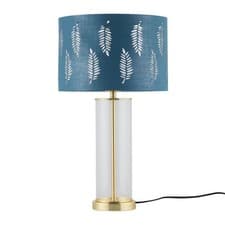 Image of Satin Brass Table Lamp Bedside Light Fern Shade Modern Bedroom Home Lighting