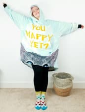 Image of Super Soft Oversized Wearable Hooded Blanket Hoodie With Quirky Cat Slogan Print
