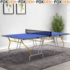 Image of 9FT Foldable Steel Table Tennis Table, with Cover, Net, Paddles, Balls - Blue