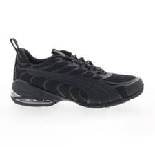 Image of Puma Voltra 31258901 Mens Black Leather Lace Up Lifestyle Trainers Shoes