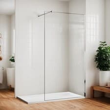 Image of Walk in Wet Room Shower Screen Panel 8mm EasyClean Glass Shower Cubicle and Tray