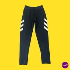 Image of ADIDAS Boys' Skinny Trousers, Dual Zip Pockets, 3-Stripes, Black/White, UK 7–8 Y