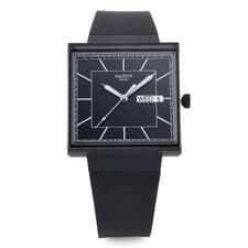 Image of Swatch SO34B701 Bioceramic What If Blackagain Unisex Urethane Watch 145693494