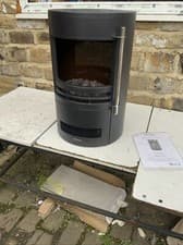 Image of BE MODERN ORBA MODERN 2KW MATT BLACK CAST IRON EFFECT ELECTRIC STOVE
