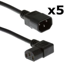 Image of 5 x NEW C13-C14 IEC Right Angle Power Extension Cables 1.2m