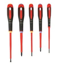 Image of Bahco BE-9882S ERGO 5 Piece VDE 1000V Insulated Screwdriver Set Slotted & Pozi