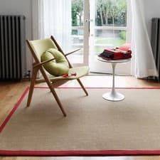 Image of Sisal Rug Natural Large 100% Sisal Rug Red Border or Runner Rug Anti Slip