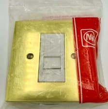 Image of Genuine Brass Master telephone Socket Polished Brass with white insert K4442