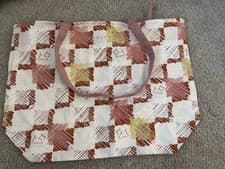 Image of Radley Pink And White Canvas Large Shoulder Tote Bag With Zip Closure Brand New