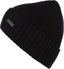 Image of Hugo Boss Mens Hat Fati BOSS Virgin Wool Logo Branded Knitted Beanie in Black