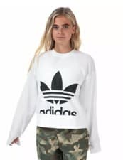 Image of Women's adidas Originals Sweater Crew Neck Regular Fit Sweatshirt White EC5777