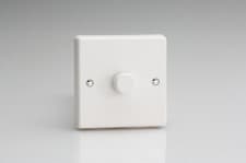 Image of Varilight White Dimmer White knob 1-Gang 2-Way Push-On/Off Rotary LED Dimmer
