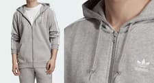 Image of Adidas Originals Men's Hoodie Sweatshirt 3 Stripe Trefoil Grey Classic ED5969