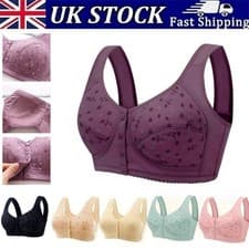 Image of Ladies Front Fastening Bra Cotton Lycra Non Wired Non Padded Soft Stretch Bra UK