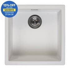 Image of Reginox Amsterdam 40 Integrated Single Bowl Granite Kitchen Sink Pure White