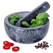 Image of Pestle & Mortar Set Marble Spice & Herb Crusher Grinder Home Kitchen Tool