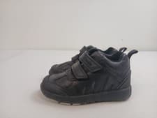Image of Clarks Boys Kids Black Leather Hook & Loop School Shoes UK (7.5) EU (24) BOX 006